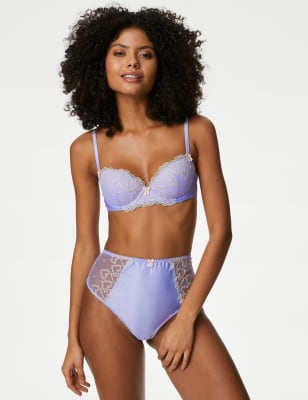 Boutique X Damaris Womens Aletta Wired Push-Up Balcony Bra (A-E) - 30DD - Lilac Mix, Lilac Mix