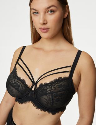 Boutique Womens Bianca Lace Wired Balcony Bra F-H - 30G - Black, Black