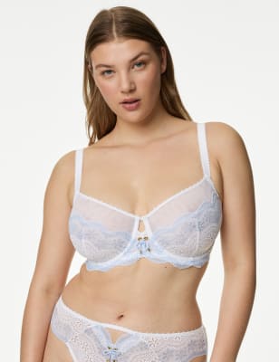 

Womens Boutique Lova Lace Wired Minimiser Bra (C-G) - White Mix, White Mix