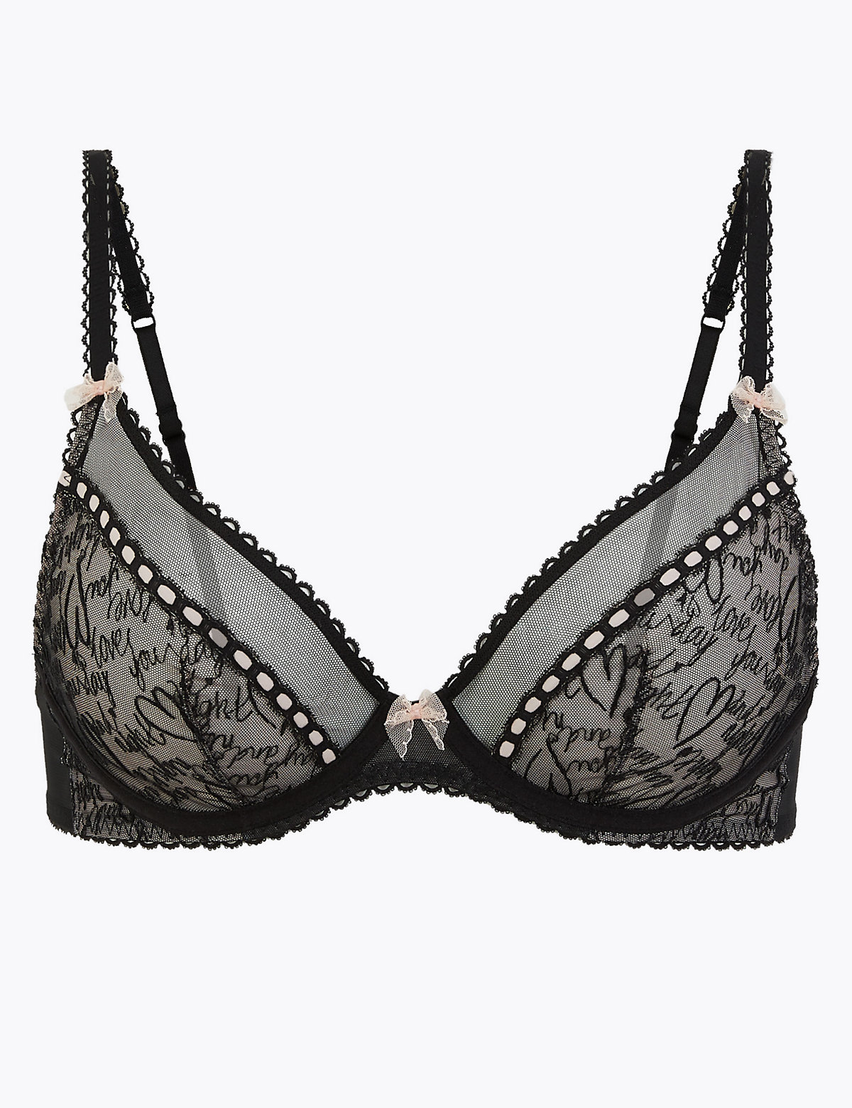 Love Embroidered Non-Padded Plunge Bra B-G