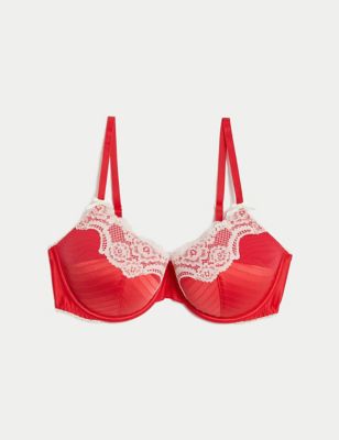 SATIN LACE BRALETTE - Red