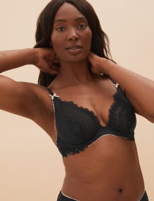 

Boutique Sujetador escotado de satén y encaje con aros para copa A-EWomens - Black, Black