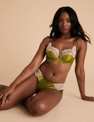 Womens Boutique Soutien-gorge en dentelle et satin à balconnet et armatures, bonnets A à F - Chartre