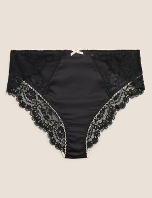 Satin & Lace High Waisted Brazilian Knickers | Boutique | M&S
