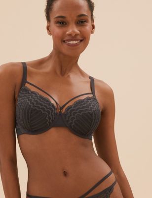 

Womens Boutique Scallop Lace Padded Full Cup Bra A-E - Grey Mix, Grey Mix