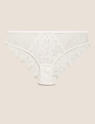 

Womens Boutique Prairie Lace Brazilian Knickers - Cream Mix, Cream Mix