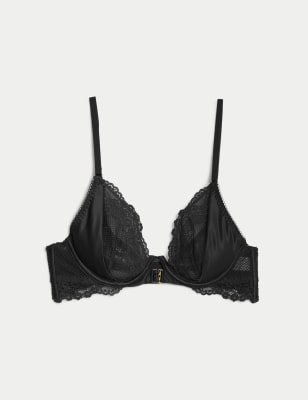 Clara Satin Wired Plunge Bra (A-E)