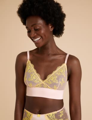 

Womens Boutique Blossom Embroidered Non Wired Bralette - Apricot Mix, Apricot Mix