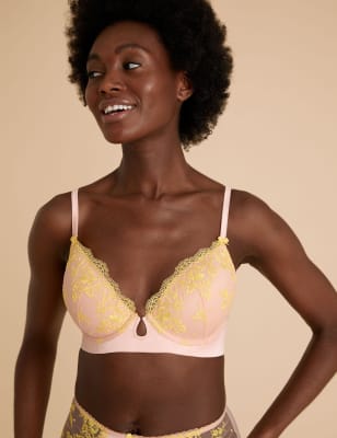 

Womens Boutique Blossom Embroidered Underwired Balcony Bra A-E - Apricot Mix, Apricot Mix