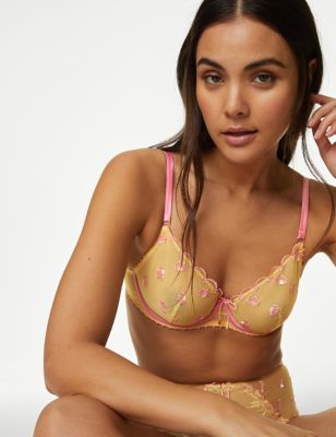 Boutique X Damaris Women's Cartia Embroidery Wired Full Cup Bra (A-E) - 30A - Pale Yellow, Pale Yell