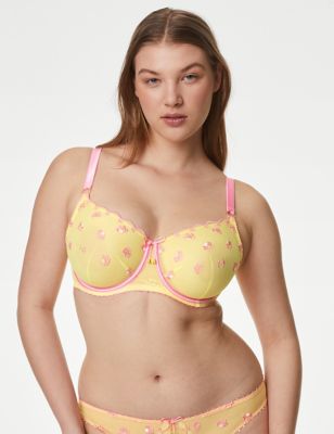 Boutique X Damaris Women's Carita Embroidered Wired Full Cup Bra (F+) - 30G - Pale Yellow, Pale Yell