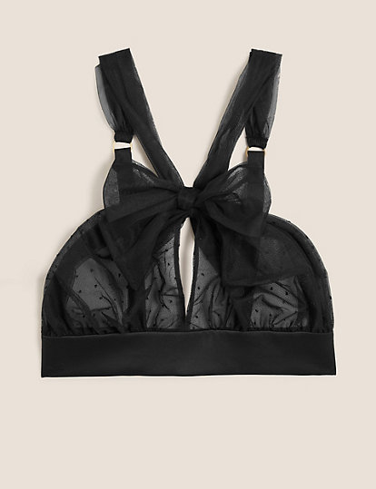 Spot Embroidery Non Wired Bow Bralette