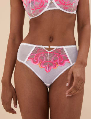 

Womens Boutique Slip mit hoch ausgeschnittenem Bein und Herzstickerei - White Mix, White Mix
