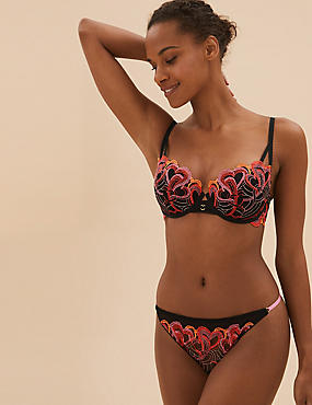 Embroidered Underwired Push-Up Balcony Bra A-DD