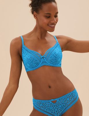 

Womens Boutique Joy Lace Underwired Full Cup Bra A-E - Turquoise, Turquoise