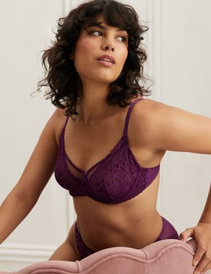 Marks And Spencer Womens Boutique Joy Lace Wired Full Cup Bra A-E - Deep Mauve, Deep Mauve