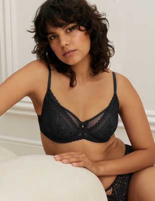 Marks And Spencer Womens Boutique Joy Lace Wired Full Cup Bra A-E - Black, Black