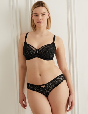 

Womens Boutique Joy Lace Wired Full Cup Bra F-H - Black, Black