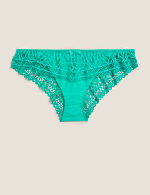 

Womens Boutique Joy Lace Low Rise French Knickers - Green, Green