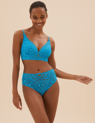 

Womens Boutique Joy Lace Padded Non Wired Plunge Bra A-E - Turquoise, Turquoise