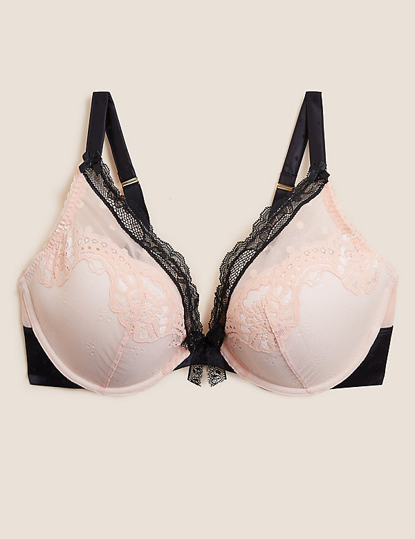 Details about   Ex M&S Marks And Spencer Floral Print Plunge Bra With Rose Lace 