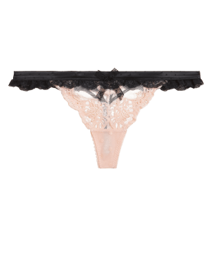 

Womens Boutique Larissa Double Lace Thong - Peach, Peach