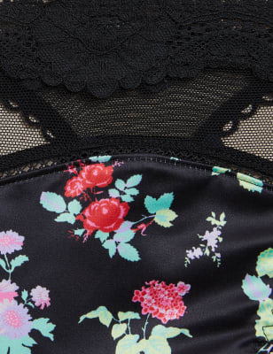 

Womens Boutique Emilia Satin Floral Thong - Black Mix, Black Mix