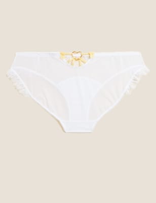 

Womens Boutique Delphy Embroidered Bikini Knickers - Yellow Mix, Yellow Mix