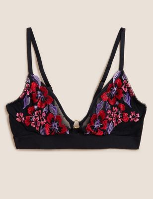 Boutique Womens Isabella Embroidered Non Wired Bralette - 8A-C - Black Mix, Black Mix