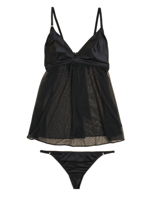 

Womens Boutique Isabella Slip & Thong Set - Black Mix, Black Mix