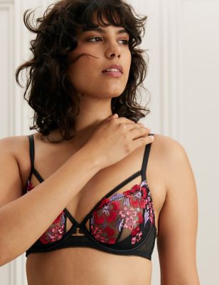 Isabella Embroidered Wired Plunge Bra A-E - DK
