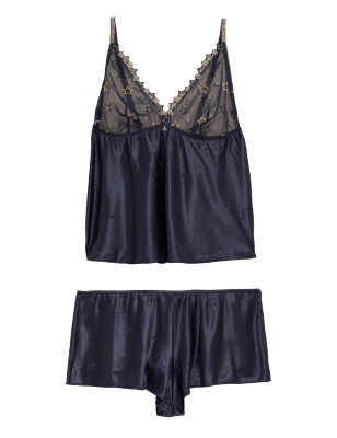 

Womens Boutique Astrid Embroidery Camisole Short Set - Navy Mix, Navy Mix