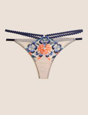 Boutique Womens Isabella Embroidery Thong - 8 - Pink Mix, Pink Mix
