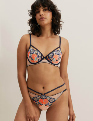 Isabella Embroidered Wired Plunge Bra A-E