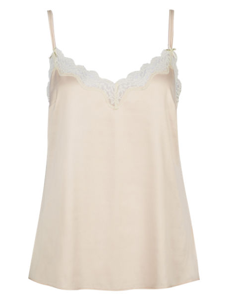 Satin Floral Lace Trim Camisole Top | Limited Collection | M&S