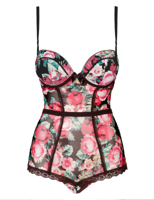 Underwired Rose Print Mesh Push-Up B-D Body | Limited Collection | M&S