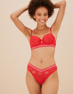 Marks And Spencer Womens B by Boutique Meia Lace Miami Knickers - Red
