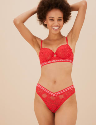 

Womens B by Boutique Meia Lace Miami Knickers - Red, Red