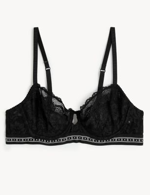 B By Boutique Womens Meia Lace Wired Balcony Bra A-G - 30A - Black, Black,White,Red