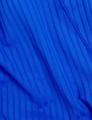 

B by Boutique Tanga de cintura alta acanalado MeiaWomens - Cobalt, Cobalt