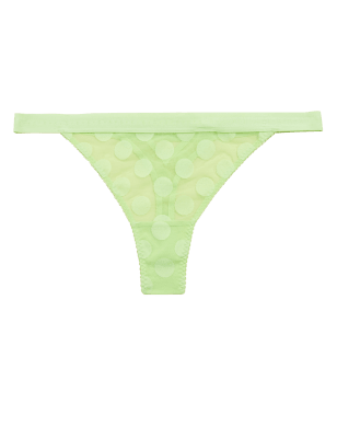 

Womens B by Boutique Kira Spot Mesh Thong - Pale Lime, Pale Lime