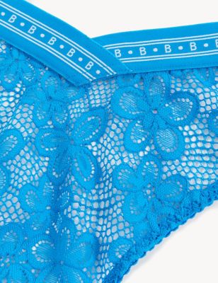 B By Boutique Womens Cleo Lace Miami Knickers - Bright Turquoise, Bright Turquoise,Black,White