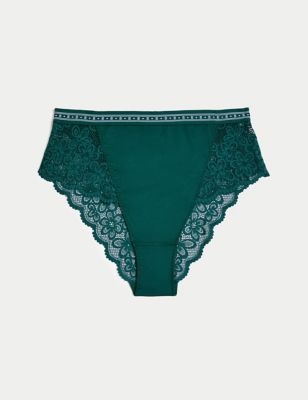 

Womens B by Boutique Cleo High Waisted Brazilian Knickers - Petrol Green, Petrol Green