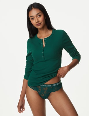 

Womens B by Boutique Cleo Lace Low Rise Thong - Petrol Green, Petrol Green