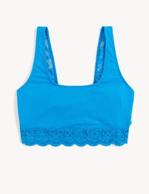 Cleo Rib & Lace Non Wired Crop Top