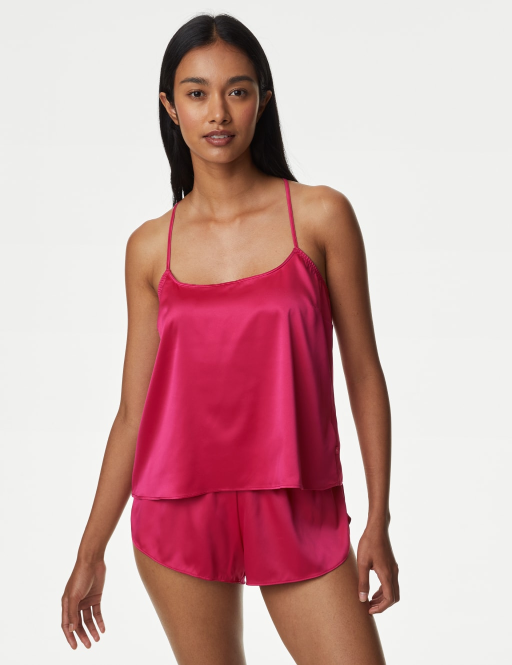 Pink satin vest top cheap