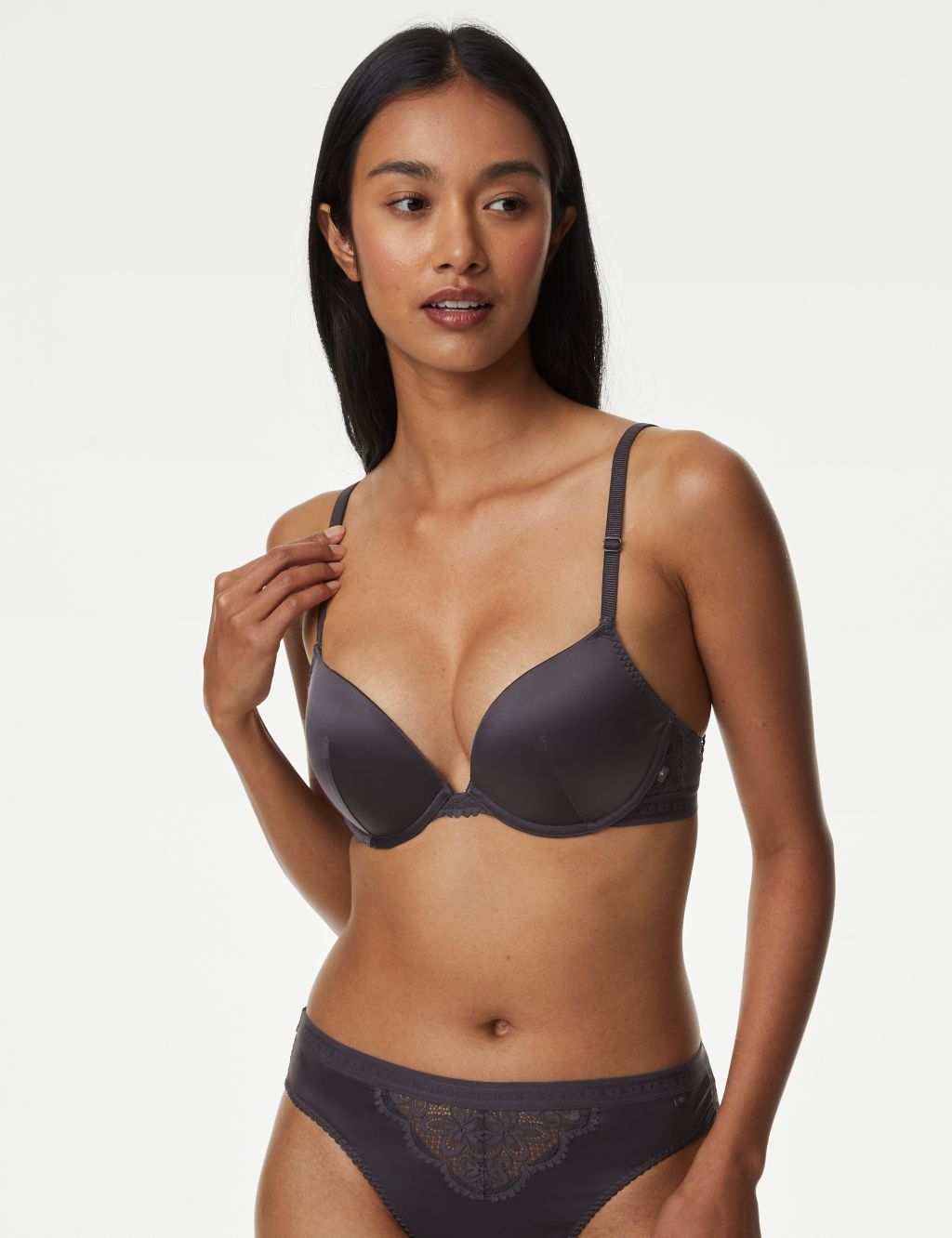 Ines Satin Wired Push-Up Bra A-E image 1
