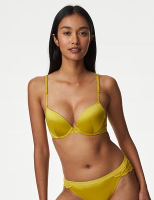 

Womens B by Boutique Ines Satin Wired Push-Up Bra A-E - Chartreuse, Chartreuse
