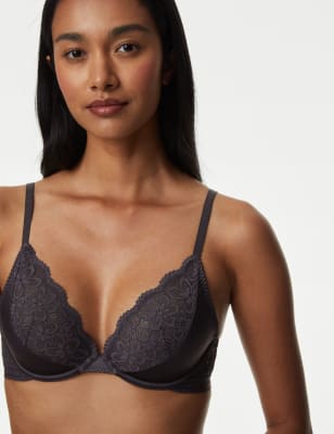 Ines Satin Wired Plunge Bra A-E - JE