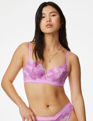 B By Boutique Womens Cleo Lace Wired Balcony Bra (A-G) - 30C - Bright Mauve, Bright Mauve